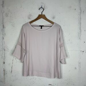 Eileen Fisher Silky Boxy Fit Mesh Arm Panel Crepe Like Top Blouse Medium